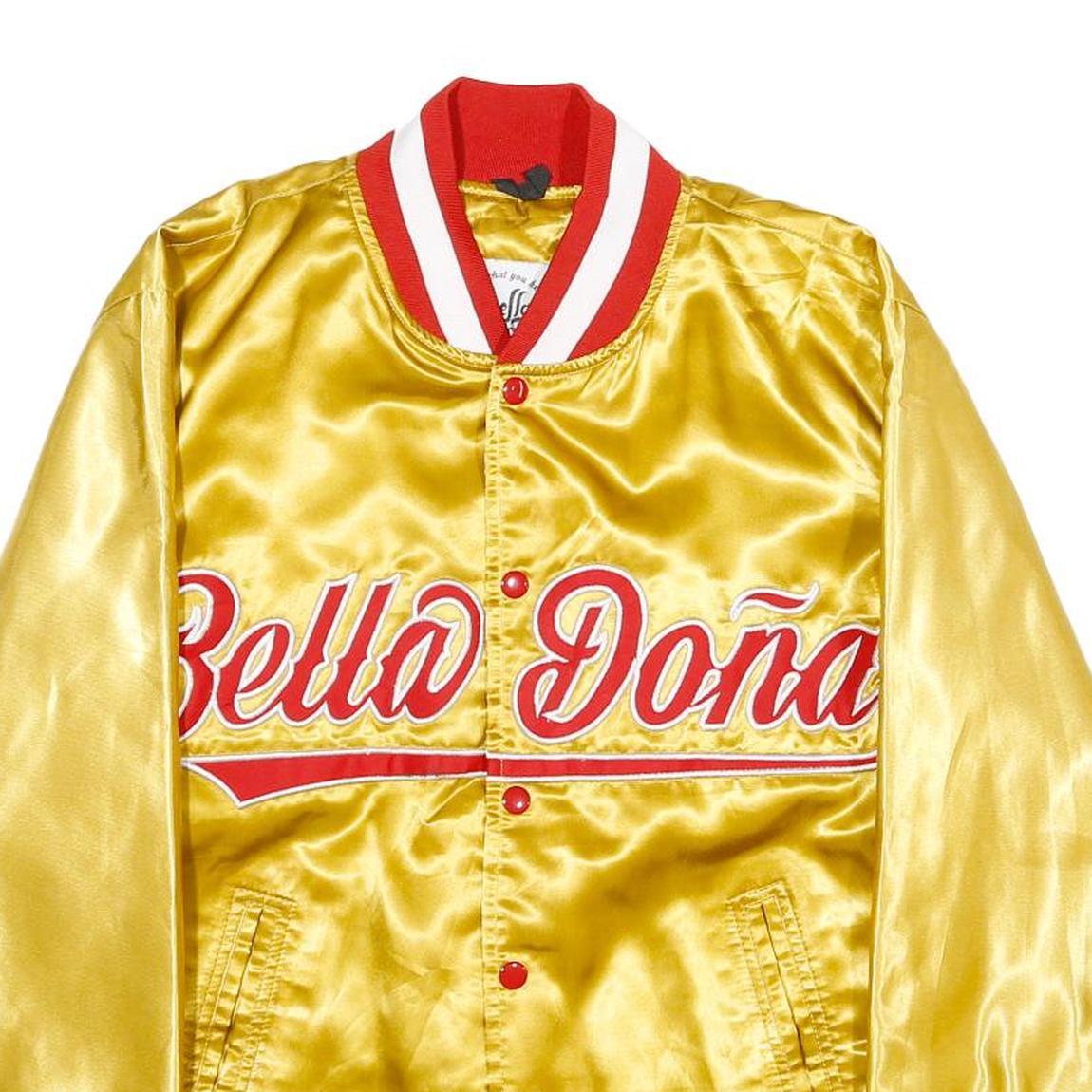 BELLA DONA Mens Yellow Nylon Baseball Style S Jacket Button Closure Satin Finish