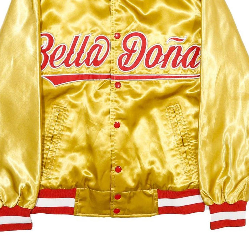 BELLA DONA Mens Yellow Nylon Baseball Style S Jacket Button Closure Satin Finish