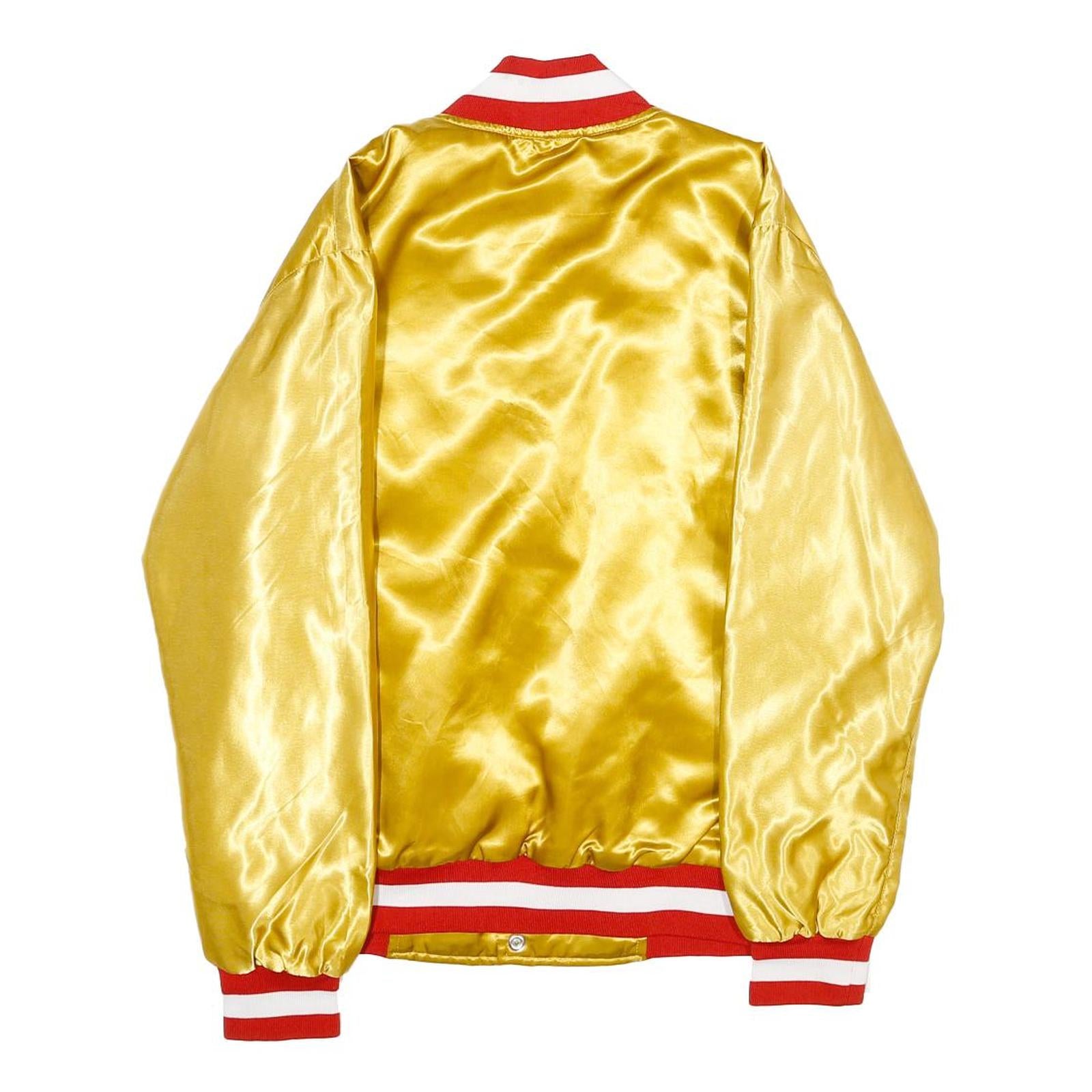BELLA DONA Mens Yellow Nylon Baseball Style S Jacket Button Closure Satin Finish