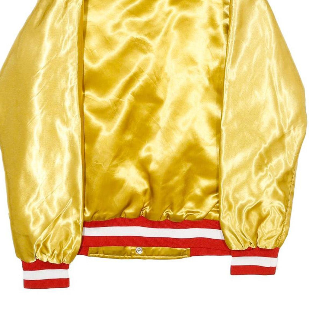 BELLA DONA Mens Yellow Nylon Baseball Style S Jacket Button Closure Satin Finish