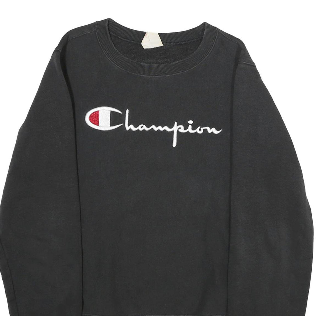 CHAMPION REVERSE WEAVE Mens Black Crew Neck Cotton Pullover Sweatshirt M Long