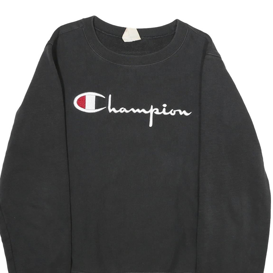 CHAMPION REVERSE WEAVE Mens Black Crew Neck Cotton Pullover Sweatshirt M Long