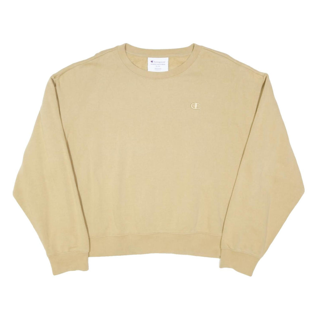 CHAMPION Womens Beige Crew Neck XL Cotton Blend Sweatshirt Casual Pullover