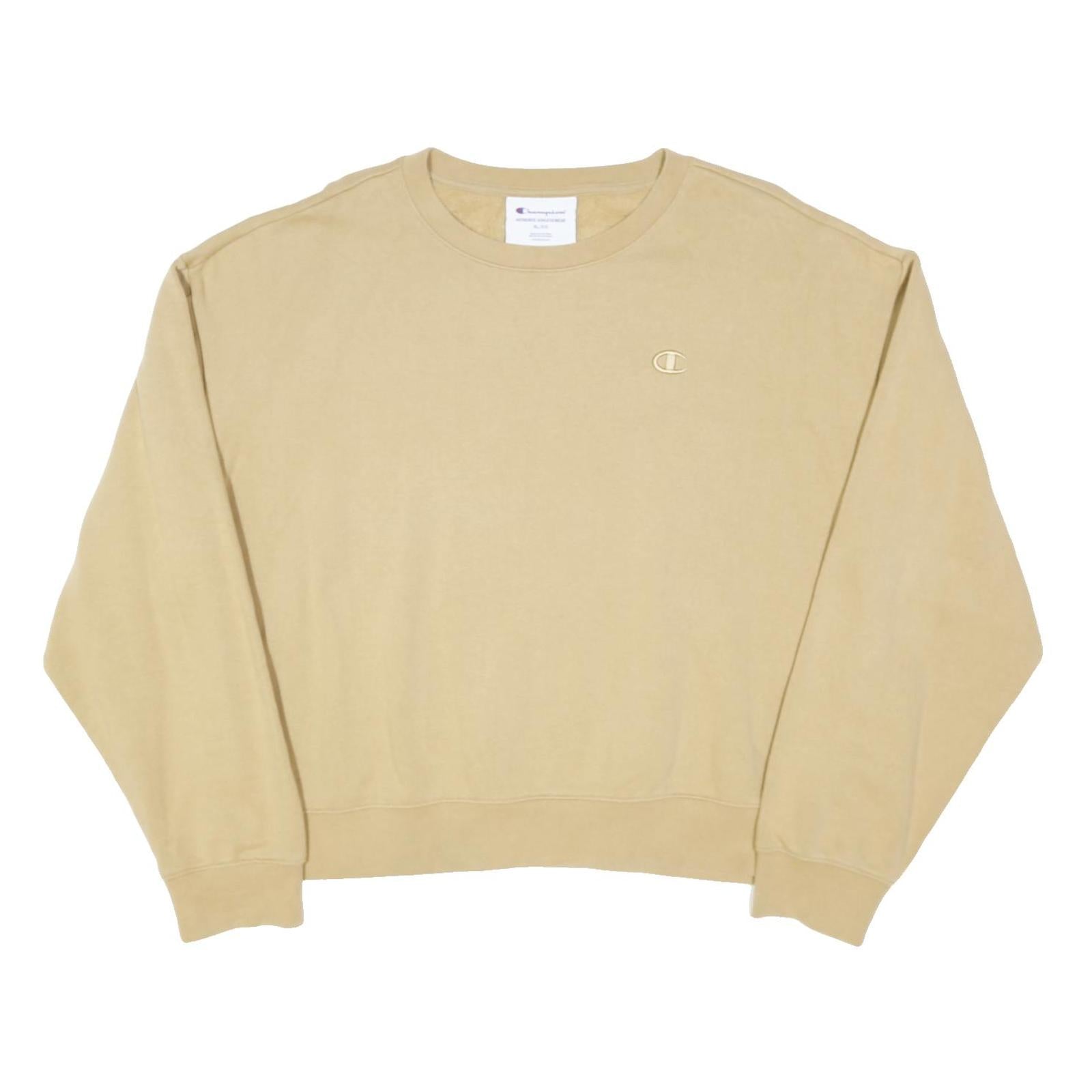 CHAMPION Womens Beige Crew Neck XL Cotton Blend Sweatshirt Casual Pullover