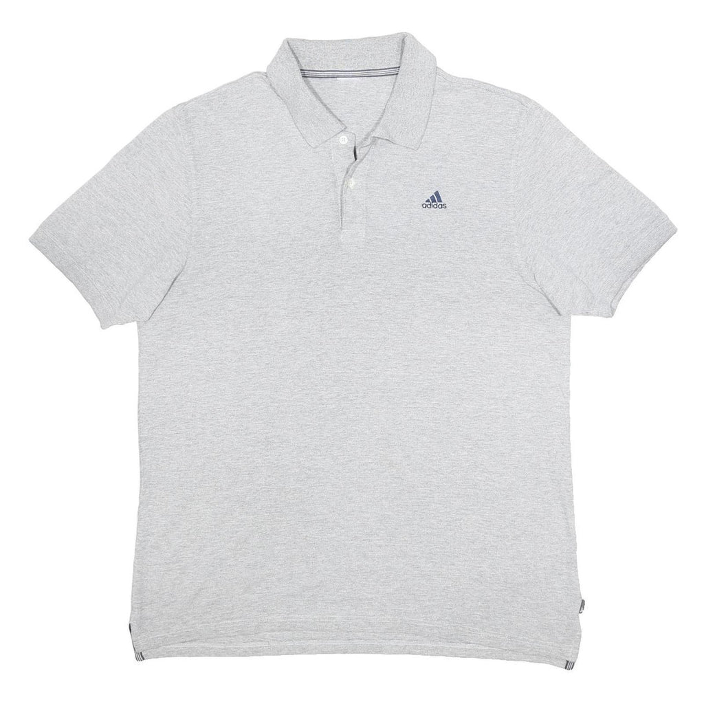 ADIDAS Mens Grey Short Sleeve Plain Polo Shirt L Cotton Blend Casual