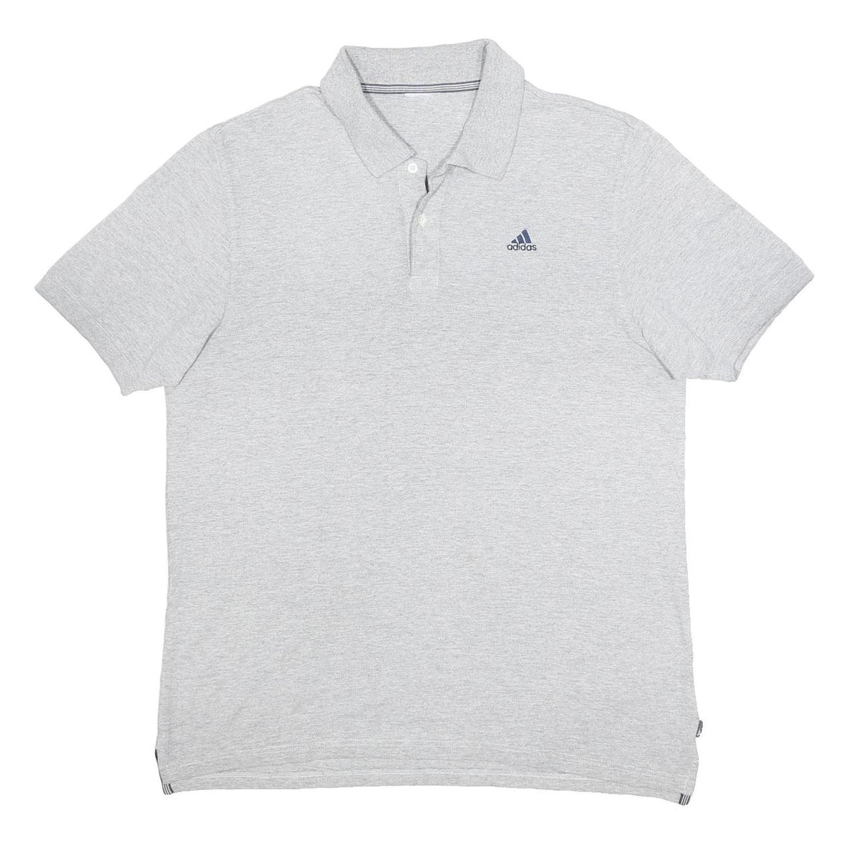 ADIDAS Mens Grey Short Sleeve Plain Polo Shirt L Cotton Blend Casual