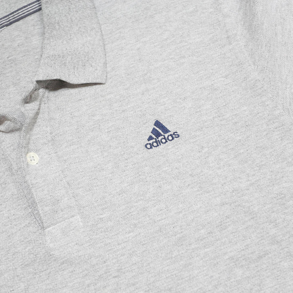 ADIDAS Mens Grey Short Sleeve Plain Polo Shirt L Cotton Blend Casual
