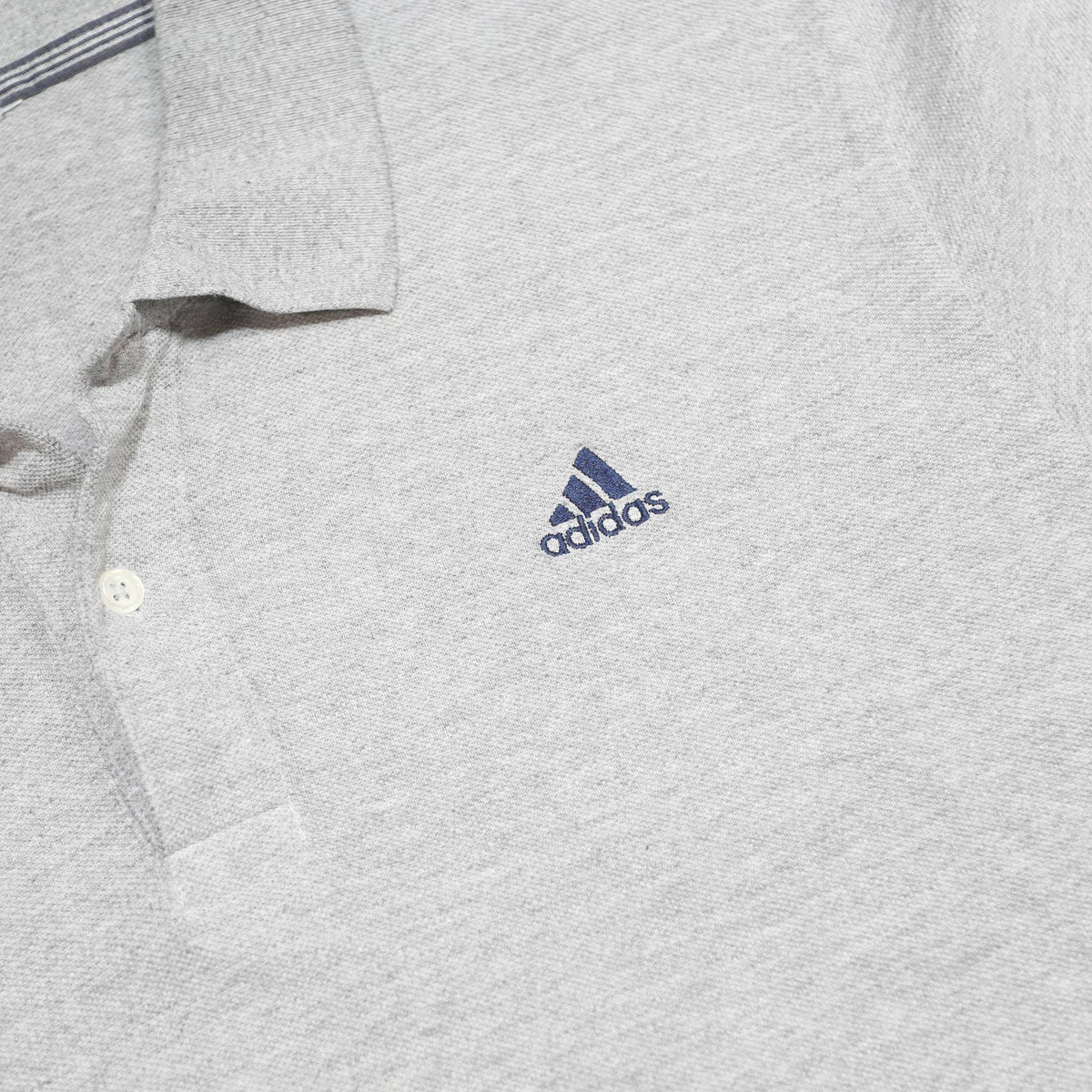 ADIDAS Mens Grey Short Sleeve Plain Polo Shirt L Cotton Blend Casual