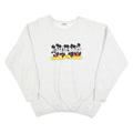 DISNEY Mens White Mickey Mouse Crew Neck L Cotton Blend Pullover Sweatshirt