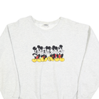 DISNEY Mens White Mickey Mouse Crew Neck L Cotton Blend Pullover Sweatshirt