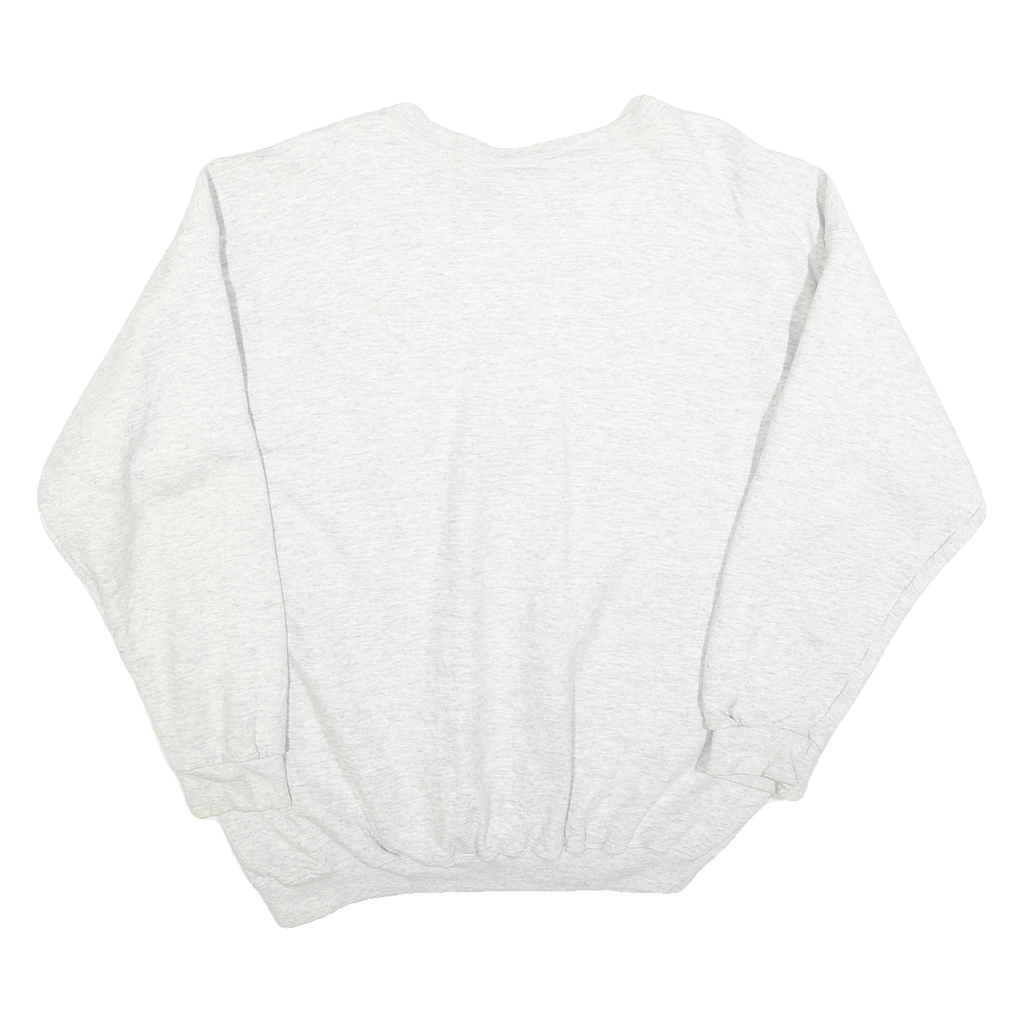 DISNEY Mens White Mickey Mouse Crew Neck L Cotton Blend Pullover Sweatshirt