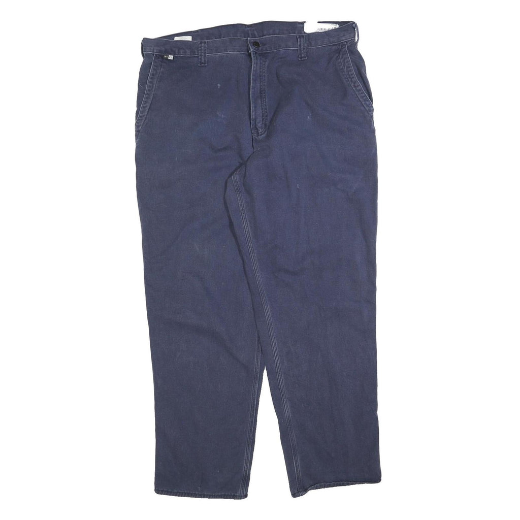 CARHARTT Mens Relaxed Navy Blue Cotton Blend Trousers W40 L34 Workwear Zip