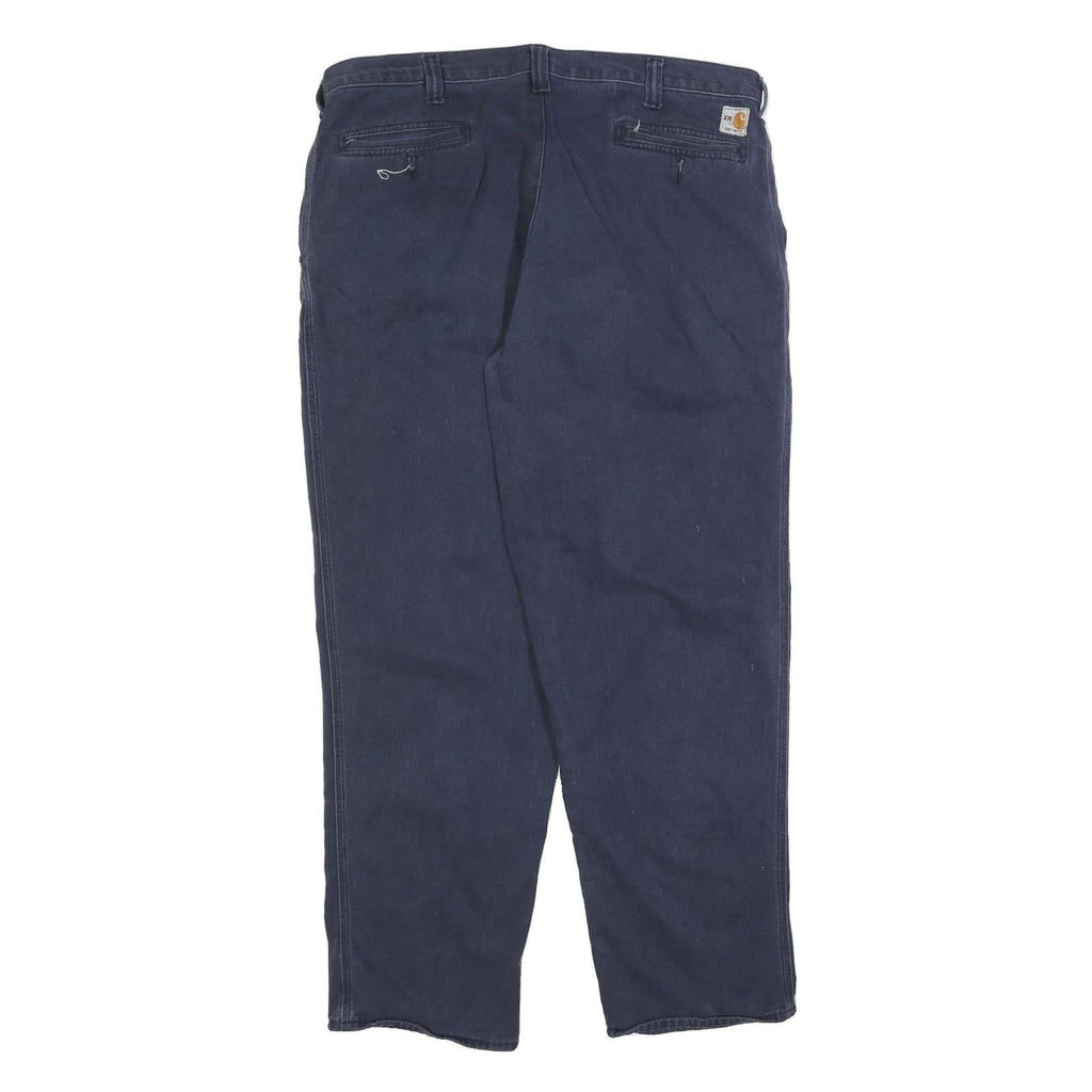 CARHARTT Mens Relaxed Navy Blue Cotton Blend Trousers W40 L34 Workwear Zip