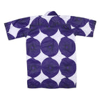 Mens Purple & White Abstract Pattern Shirt L Polyester Blend Summer