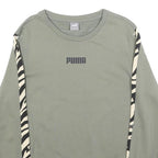 PUMA Womens Green Crew Neck M Sweatshirt Cotton Blend Zebra Print Stripe