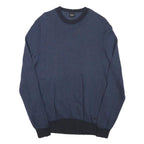 BOSS Mens Blue Jumper Plain Crew Neck Basic Knit M Classic Cotton Blend Comfort