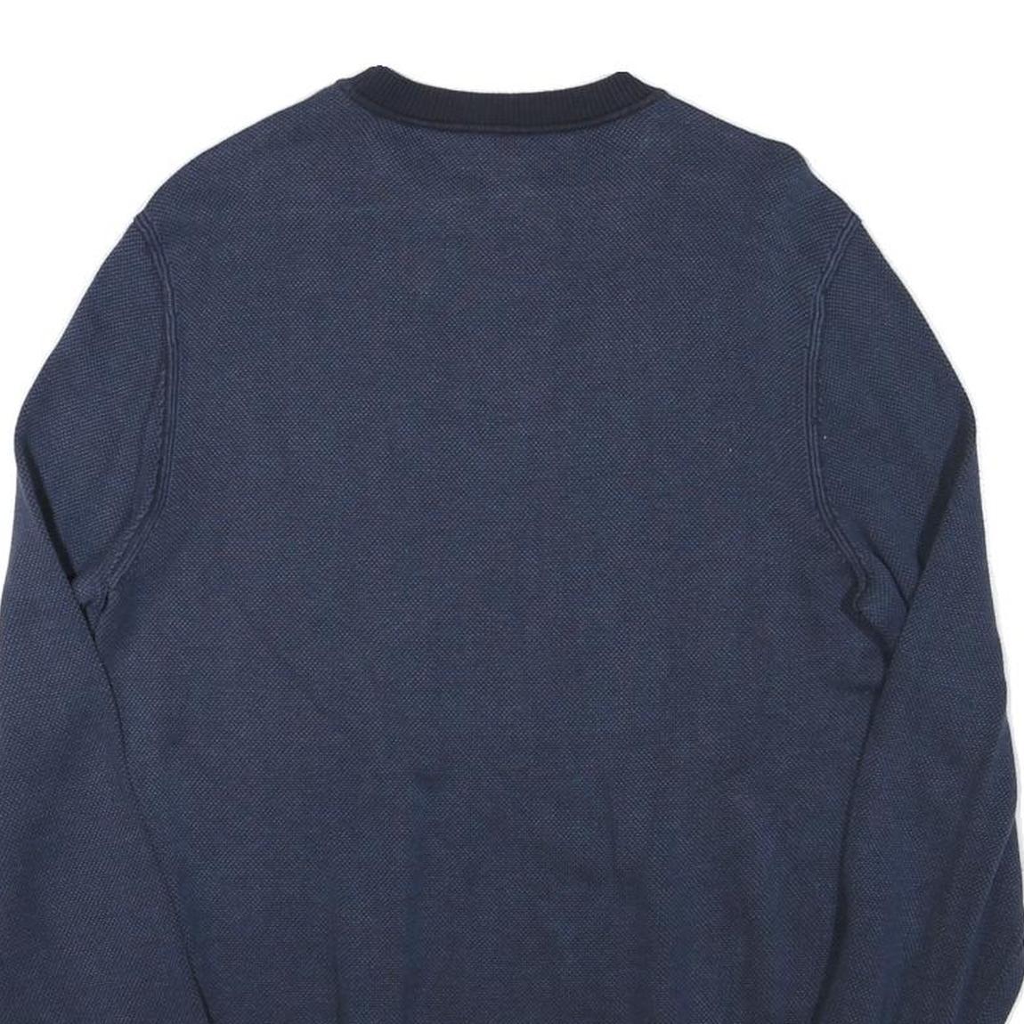 BOSS Mens Blue Jumper Plain Crew Neck Basic Knit M Classic Cotton Blend Comfort