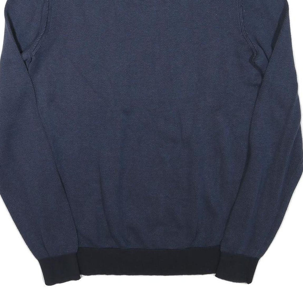 BOSS Mens Blue Jumper Plain Crew Neck Basic Knit M Classic Cotton Blend Comfort