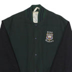 OXFORD UNIVERSITY Mens Green & Black Bomber Jacket XL Wool Blend Plain Casual