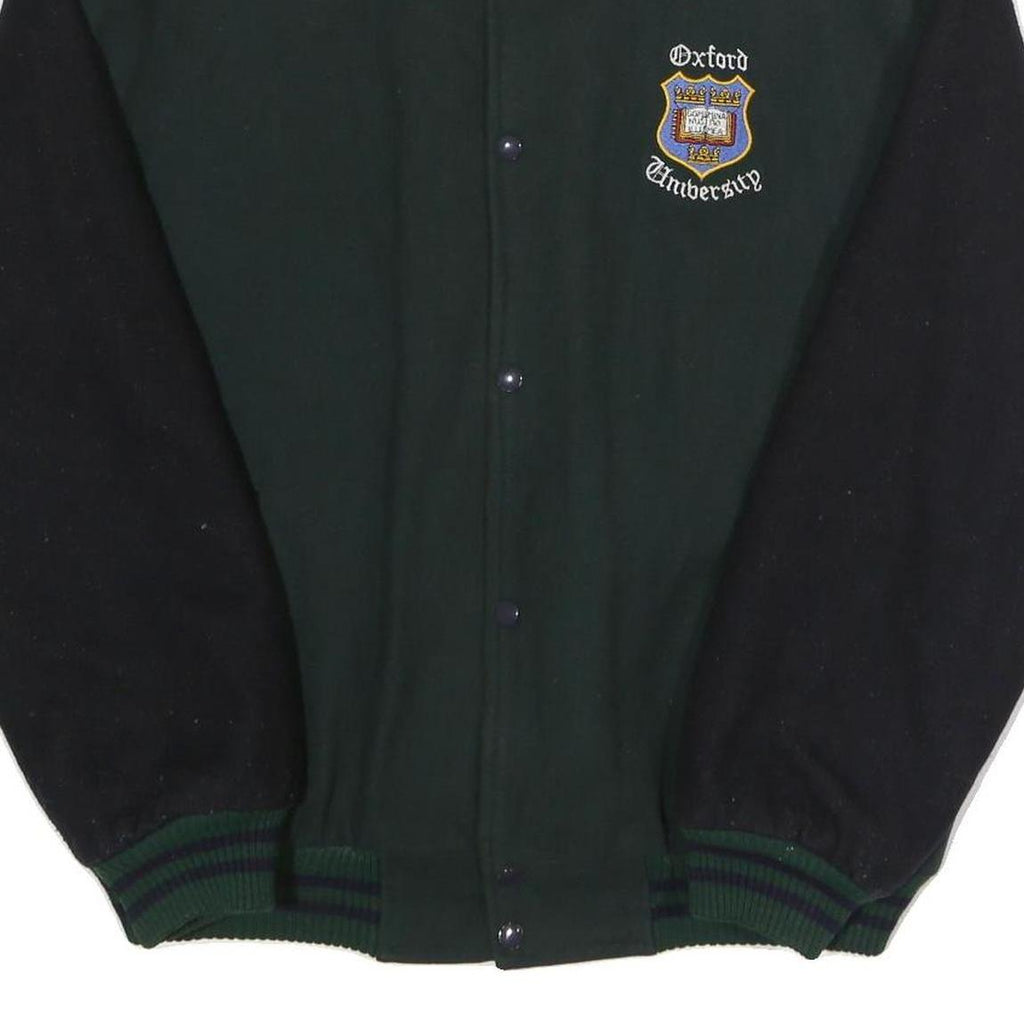 OXFORD UNIVERSITY Mens Green & Black Bomber Jacket XL Wool Blend Plain Casual