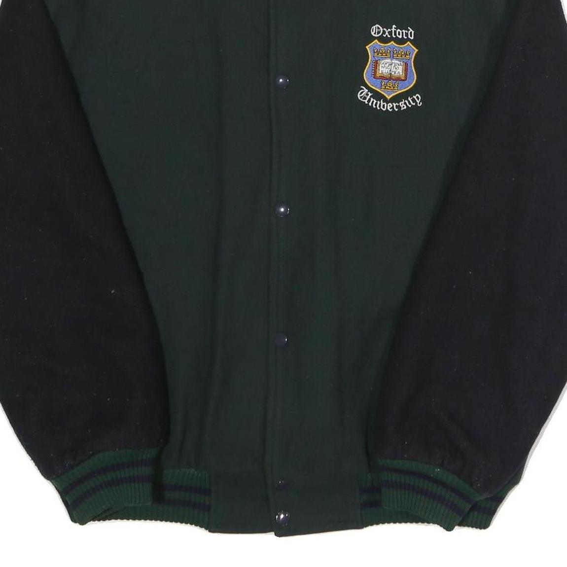 OXFORD UNIVERSITY Mens Green & Black Bomber Jacket XL Wool Blend Plain Casual