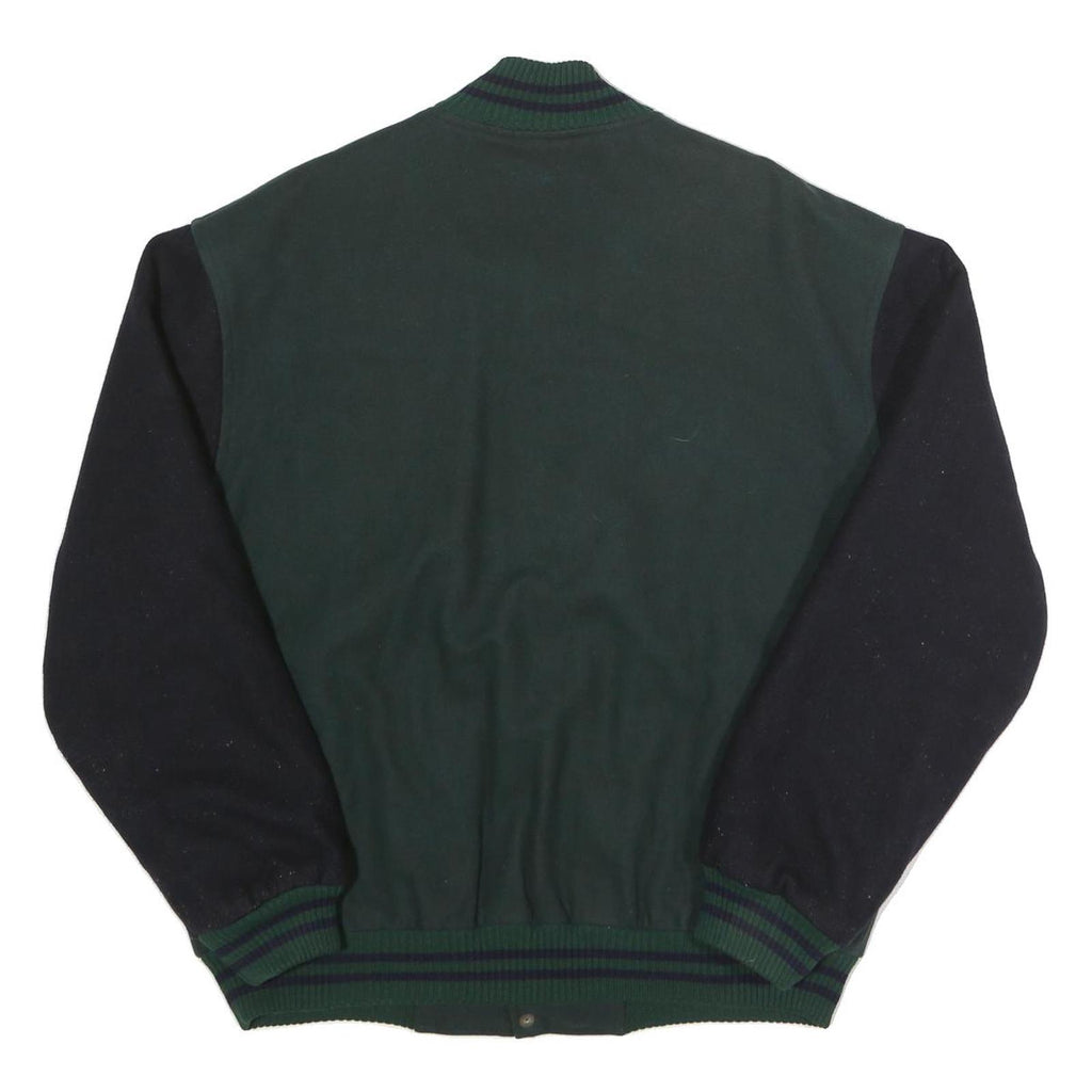 OXFORD UNIVERSITY Mens Green & Black Bomber Jacket XL Wool Blend Plain Casual