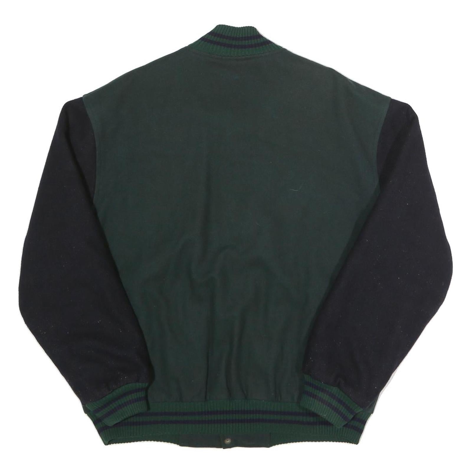 OXFORD UNIVERSITY Mens Green & Black Bomber Jacket XL Wool Blend Plain Casual