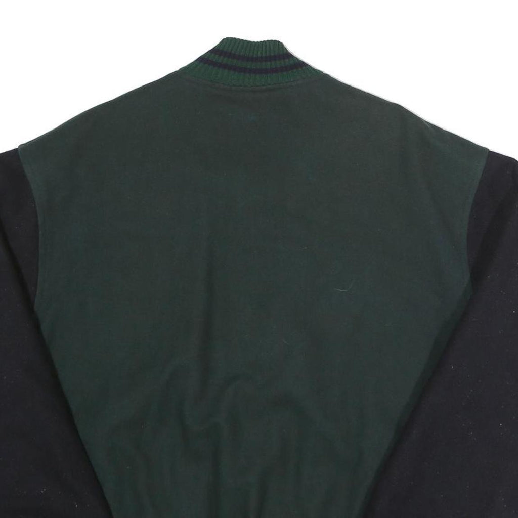 OXFORD UNIVERSITY Mens Green & Black Bomber Jacket XL Wool Blend Plain Casual