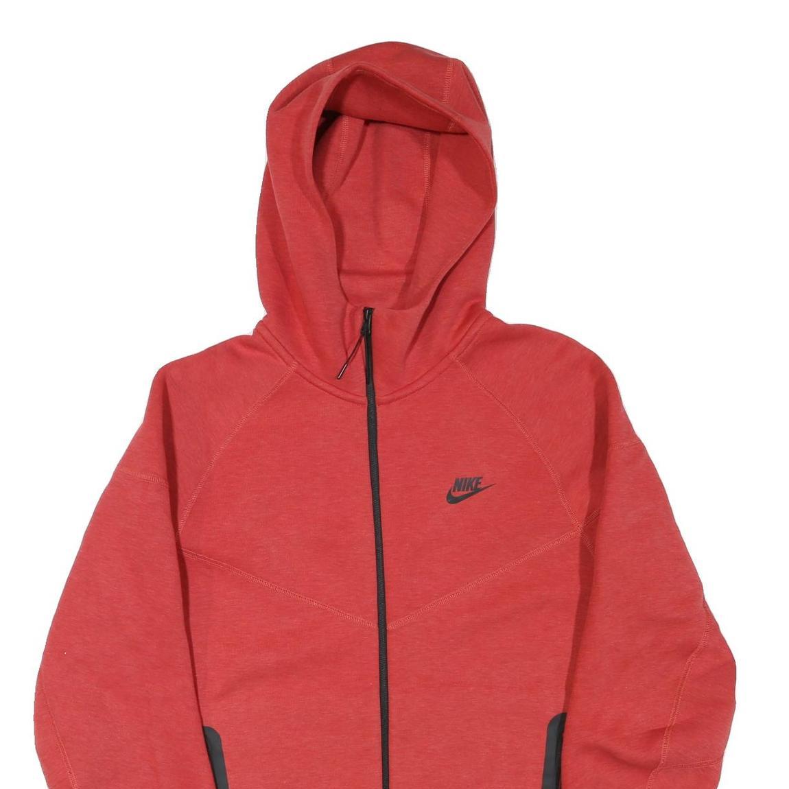 NIKE Mens Red Full Zip Hoodie M Cotton Blend Sportswear Casual
