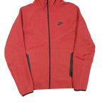 NIKE Mens Red Full Zip Hoodie M Cotton Blend Sportswear Casual