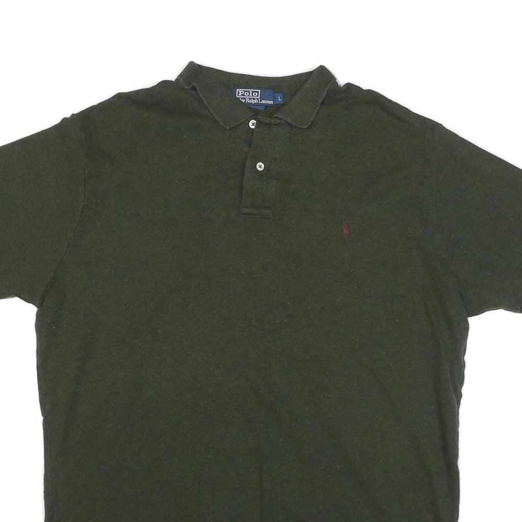 POLO RALPH LAUREN Mens Green Short Sleeve Plain L Cotton Blend Polo Shirt