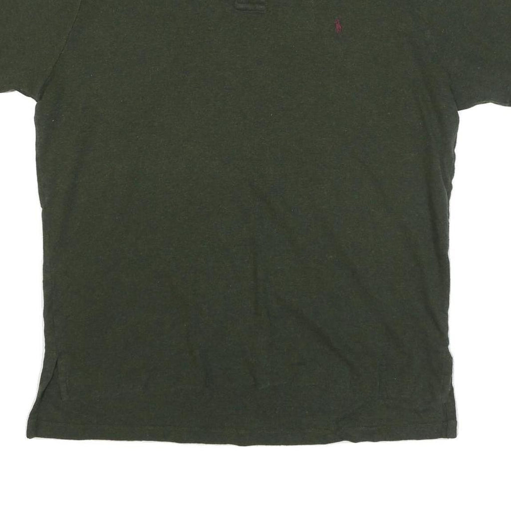 POLO RALPH LAUREN Mens Green Short Sleeve Plain L Cotton Blend Polo Shirt
