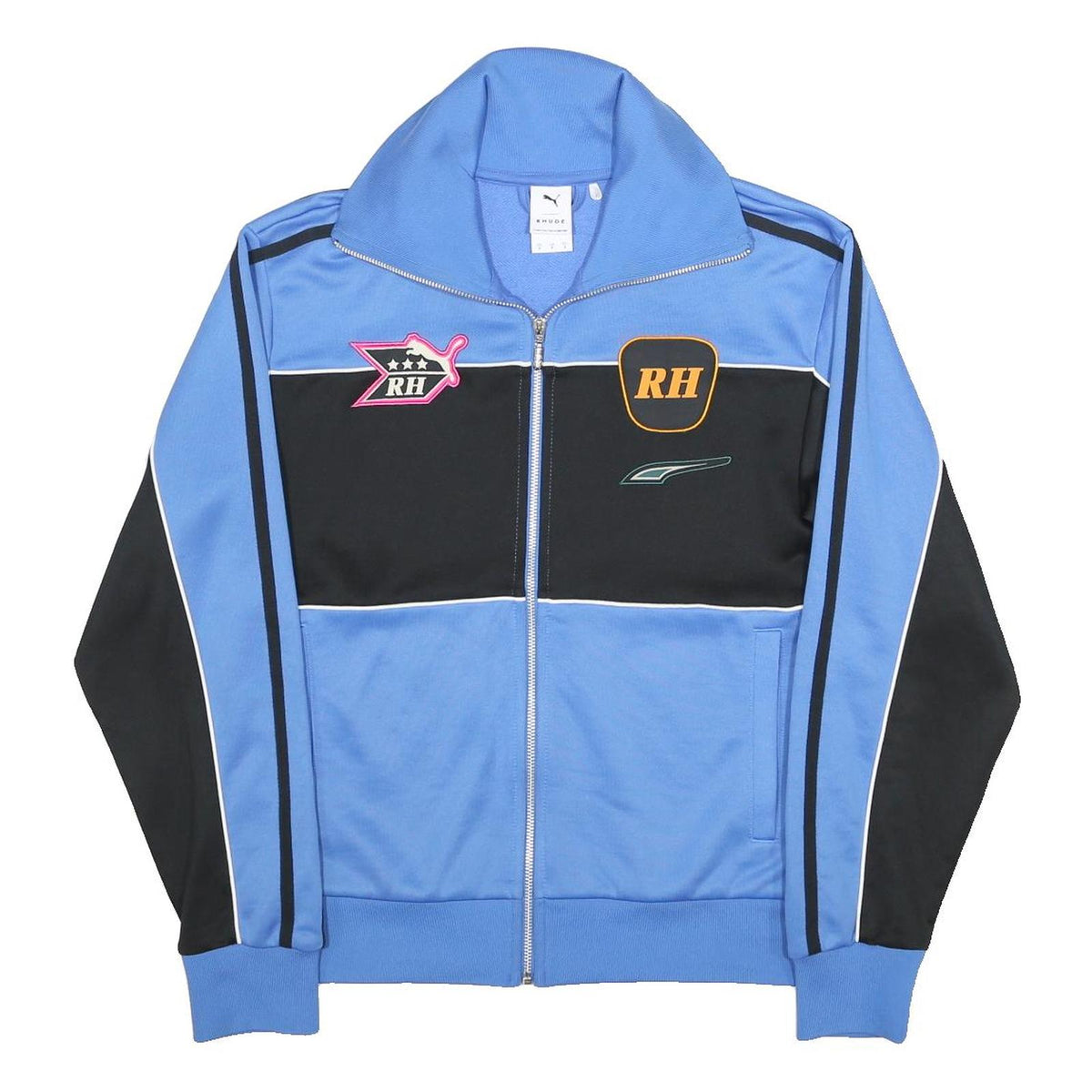 PUMA X RHUDE Mens Blue & Black Zip Jacket S Polyester Blend Sportswear Track Top