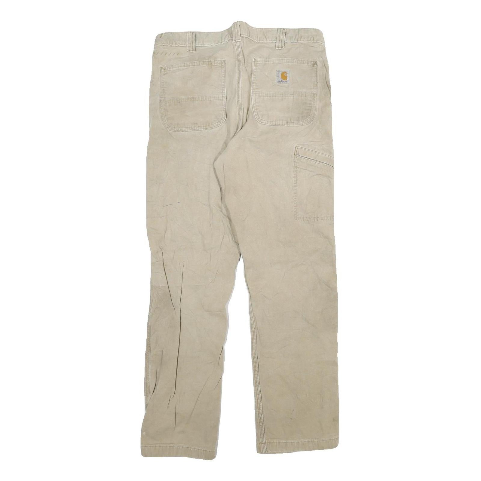CARHARTT Mens Relaxed Fit Beige Workwear Cotton Blend Trousers W32 L29