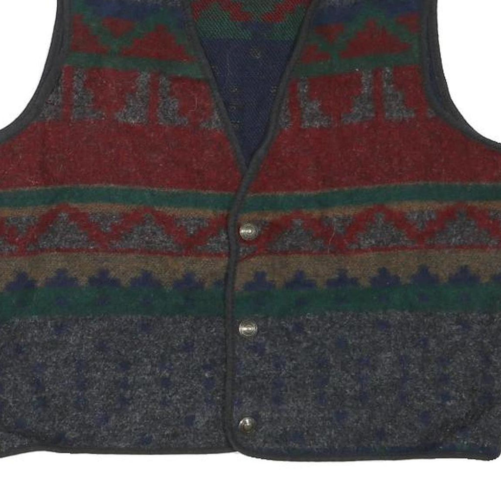 BRANDO Mens Multi Colour Button Jacket M Cotton Blend Geometric Pattern Casual