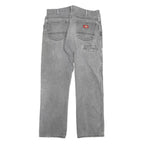DICKIES Mens Grey Regular Fit Straight Denim W32 L28 Distressed Workwear Jeans