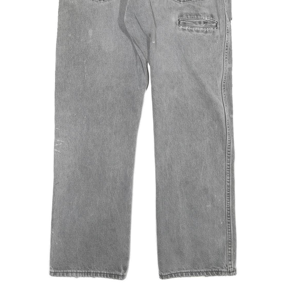DICKIES Mens Grey Regular Fit Straight Denim W32 L28 Distressed Workwear Jeans