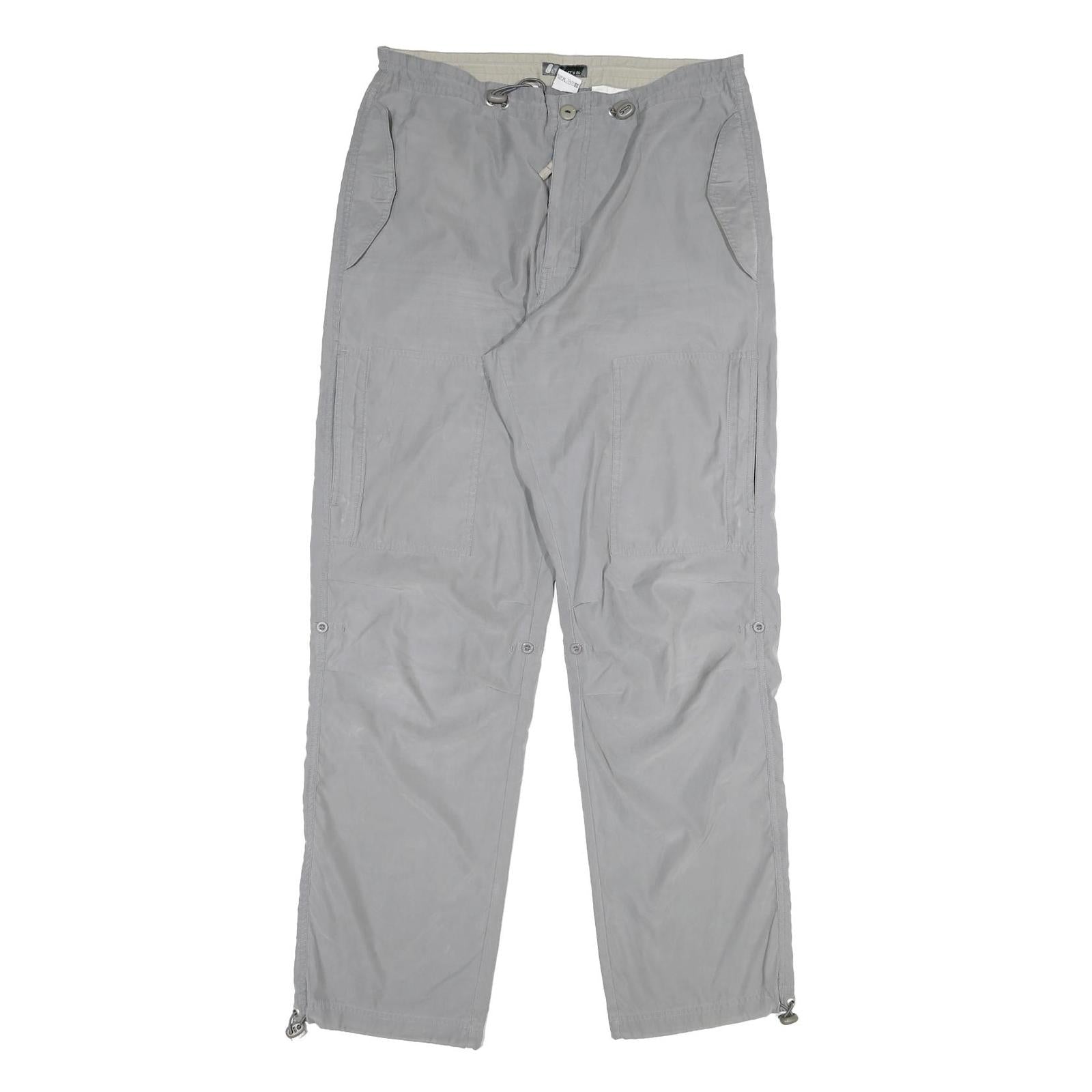 Mens Regular Fit Grey Cotton Blend Trousers W34 L32 Zip Closure