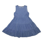 TOMMY HILFIGER Womens Blue Sleeveless Day Cotton Blend Plain Dress S Casual