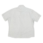 Mens White Grey Check Short Sleeve Shirt L Lightweight Summer Casual
