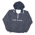 KARL KANI Mens Blue & White Striped Hooded Jacket M Polyester Blend Zip Pullover
