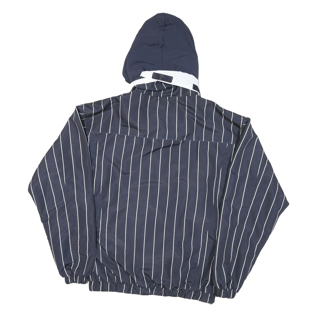 KARL KANI Mens Blue & White Striped Hooded Jacket M Polyester Blend Zip Pullover