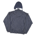 KARL KANI Mens Blue & White Striped Hooded Jacket M Polyester Blend Zip Pullover