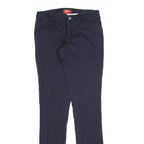 DICKIES Womens Slim Navy Blue Cotton Blend Trousers W27 L30 Zip Closure