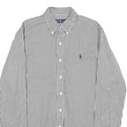 RALPH LAUREN Mens Black & White Stripe Cotton Shirt M Button Down Long Sleeve