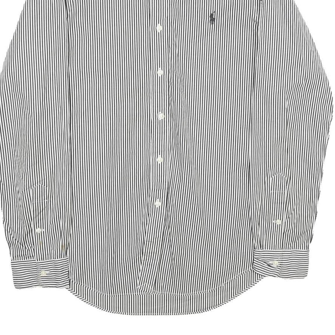RALPH LAUREN Mens Black & White Stripe Cotton Shirt M Button Down Long Sleeve