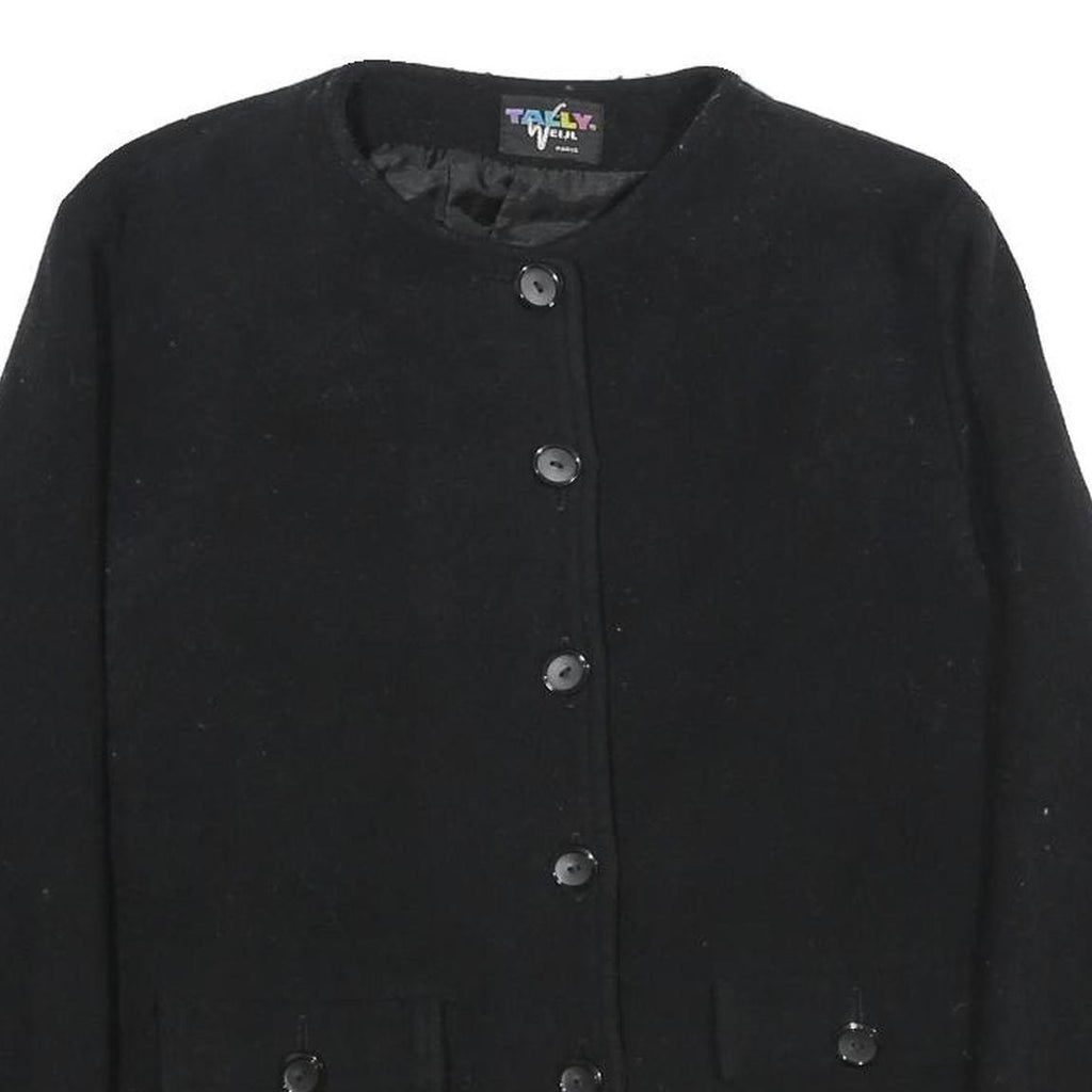 TAMMY WEIJL Womens Black Wool Blend Button Jacket M Plain Classic Style