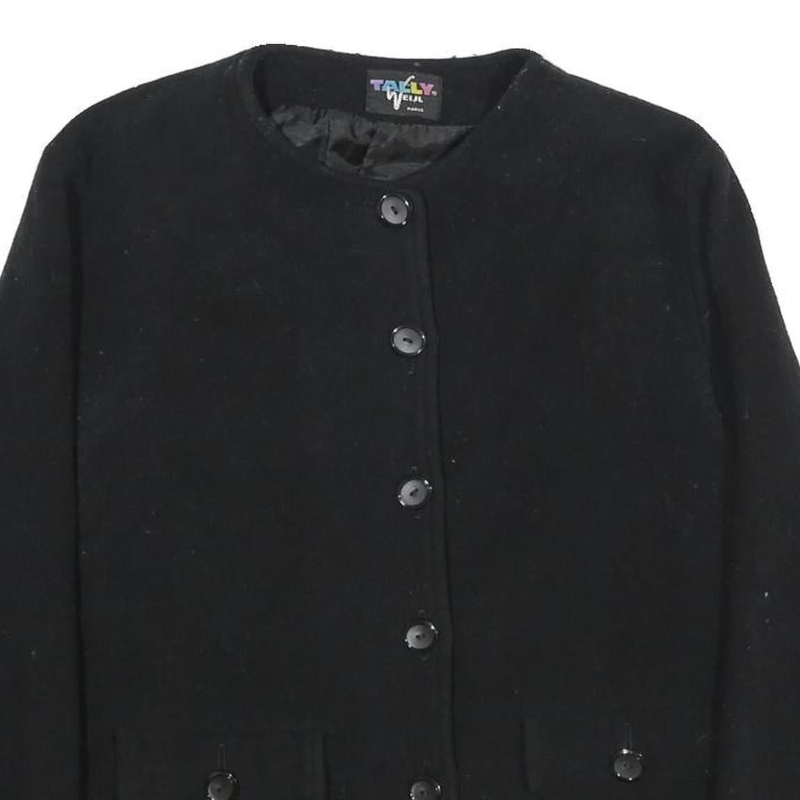TAMMY WEIJL Womens Black Wool Blend Button Jacket M Plain Classic Style