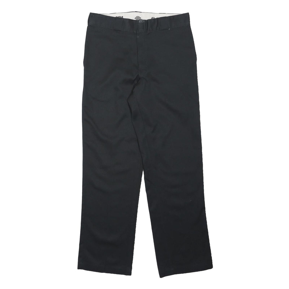 DICKIES Mens Polyester Blend Black Classic Straight Trousers W32 L31 Workwear