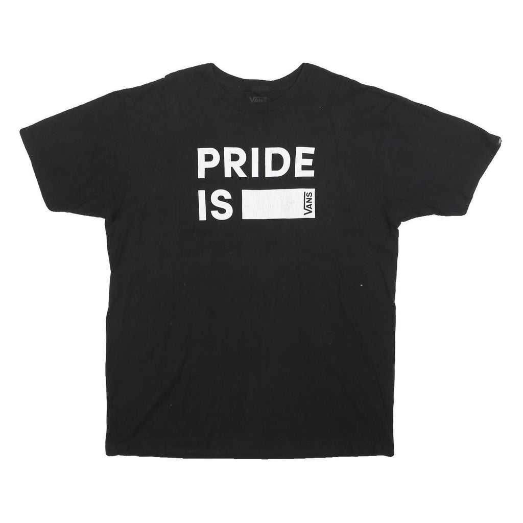 VANS Mens Black Pride Is Graphic T-Shirt L Short Sleeve Crew Neck Cotton Blend